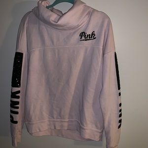 PINK loose turtleneck crew